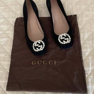 COPY - Authentic Gucci black suede flats with Swarovski crystals. Size 39.